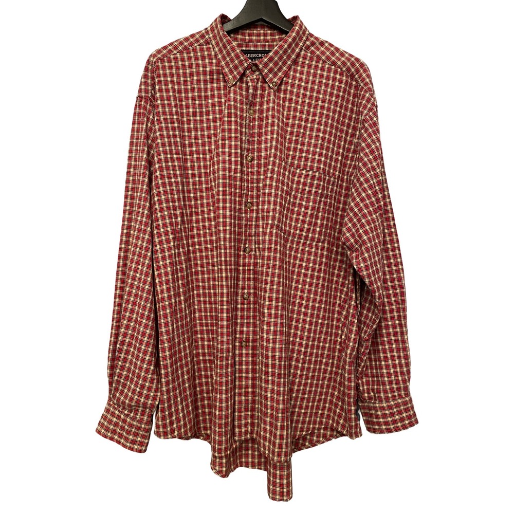 Vintage 90s Abercrombie & Fitch Mens XL Red Plaid Long Sleeve Button Down Shirt